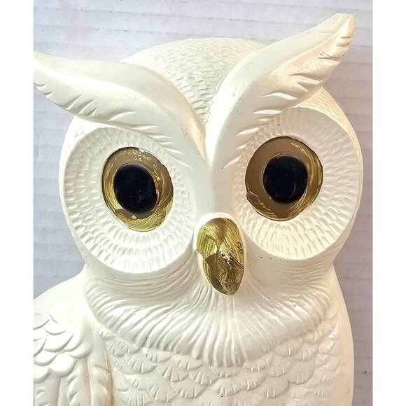 Vintage Chalkware White Owl Wall Plaques Hand-Painted Retro Mid Century Decor - Picture 4 of 12